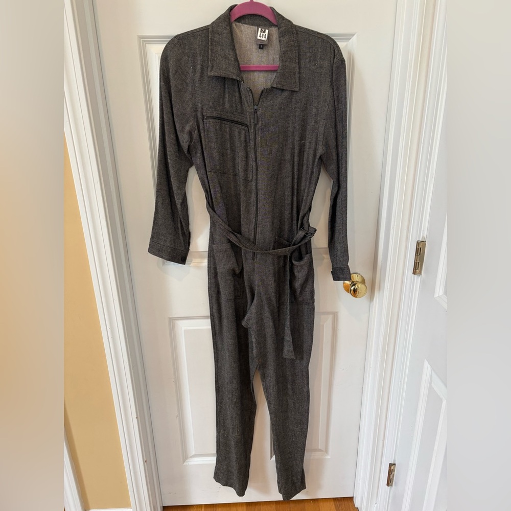 Anne Willi Paris wool linen zipper gray jumpsuit size 1